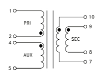 Schematic Drawing for P3799-1 and P3799-2 Series Offline Isolated Flyback Transformers